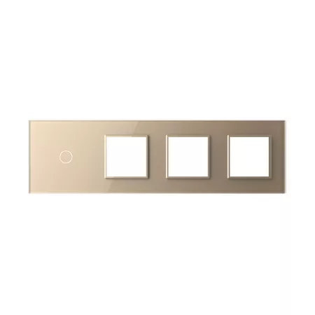 Рамка для сенсорных выключателей четверная, 1 клавиша, 3 розетки (1-0-0-0) золотая