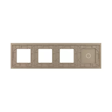 Рамка для сенсорных выключателей четверная, 1 клавиша, 3 розетки (1-0-0-0) золотая